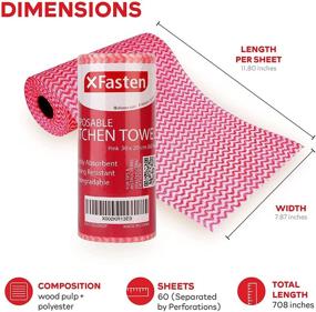 img 3 attached to 🧺 XFasten Washable and Reusable Cleaning Cloths, 11.8" x 7.87", Pink (60 Sheets) Lint and Streak Free Disposable Kitchen Towels, Eco-Friendly Reusable Paper Towels