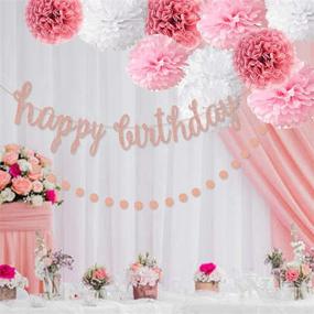 img 3 attached to 🌸 Stunning Pink Rose Gold Birthday Party Decorations Set - Glittery Happy Birthday Banner, Pom Poms, Dots Garland, and Tassel Garland - Perfect Party Décor