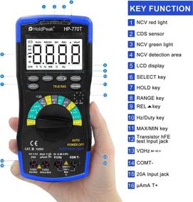 img 3 attached to 🔧 HOLDPEAK HP-770T: 6000 Counts TRMS Digital Multimeter CATIII 1000V – Auto Ranging, Data Hold, NCV, AC/DC Amp Ohm Volt Meter with Thermometer, Backlit, and More!