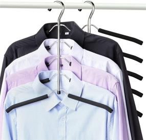 img 4 attached to Maximize Closet Space with 2-Pack Swing Arm Non-Slip Padded Coat Hangers - 5 Layers Stainless Steel Clothes Organizer