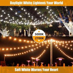 img 1 attached to 2-Pack 96FT (48×2) Linkable LED Outdoor String Lights with Waterproof & Shatterproof Dimmable 2700K Warm White Filament Bulb, E26 15 Sockets - Commercial Grade Hanging String Lights for Patio, Deck, Backyard