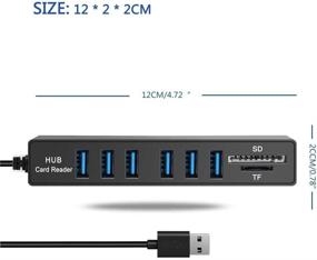 img 2 attached to USB 2.0 Hub with SD Card Reader and 6-Port USB 2.0 Hub for PC Laptop and Other Devices - High-Speed Data Transfer up to 480Mbps