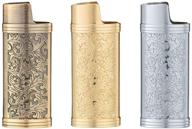 🔥 pack of 3 mini bic lighter j5 lighter case sleeve holders in bronze, silver, and golden logo