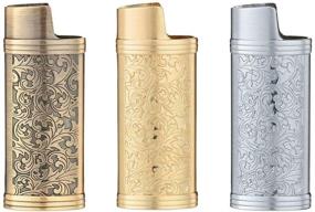 img 4 attached to 🔥 Pack of 3 Mini BIC Lighter J5 Lighter Case Sleeve Holders in Bronze, Silver, and Golden