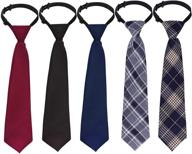 👔 sucrain 5pcs pre-tied adjustable neck strap ties for boy's wedding, graduation & school uniforms logo