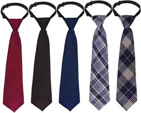 img 4 attached to 👔 Sucrain 5pcs Pre-tied Adjustable Neck Strap Ties for Boy's Wedding, Graduation & School Uniforms