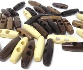 img 1 attached to 🔘 Stylish and Durable: Honbay 40PCS 2 Holes Olive Shape Sewing Wood Toggle Buttons for Clothes