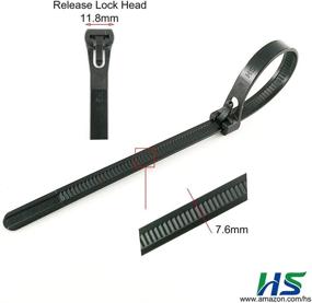 img 3 attached to 🔗 HS 6 Inch Releasable Cable Ties: 100 Pack of Adjustable Wire Cable Ties for Heavy Duty Applications - Reusable Small Black Zip Ties for PC and Cord Management