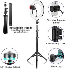 img 3 attached to 💡 Изменяемый цвет 12-дюймовый светодиодный кольцевой свет с удлиненной штативной подставкой - идеальная для видеозвонков, видеоблогов, YouTube, макияжа и фотографии.