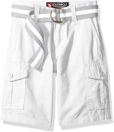 versatile and stylish: southpole boys' belted ripstop basic cargo shorts logo