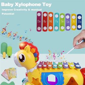 img 3 attached to 🎁 STOTOY Детские музыкальные игрушки: Милый пони новорожденный игрушка для мальчиков 12-18 месяцев - подарки на Рождество и день рождения с звуками, музыкой, светом, блоками - Игрушки для малышей 1-3 года, мальчики и девочки
