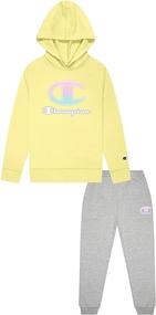 img 4 attached to Champion Heritage Fleece Hoodie: Stylish Girls' Active Clothing