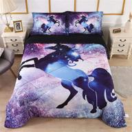 🦄 wowelife galaxy unicorn comforter set twin - 3d fly unicorn bedding with comforter, sheets, and pillow cases - space unicorn design, twin size logo