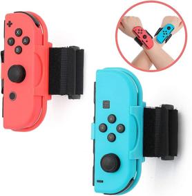 img 2 attached to 🎵 Dance-Aid Wrist Bands for Just Dance 2021 Switch - Blue and Red (Suitable for Thin Wrists - 3.15-7.5 inches Circumference)