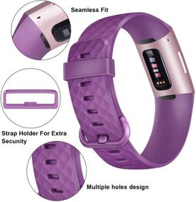 img 3 attached to Premium Silicone Bands for Fitbit Charge 4/3 - 4 Pack Replacement Wristbands for Women and Men - Black, Blue, Rose Gold, Purple - Small Size