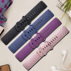 img 1 attached to Premium Silicone Bands for Fitbit Charge 4/3 - 4 Pack Replacement Wristbands for Women and Men - Black, Blue, Rose Gold, Purple - Small Size