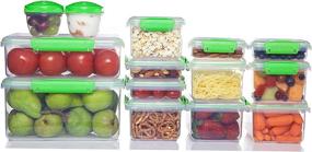 img 3 attached to 🍃 Clear/Green KLIP IT Accents Collection Food Storage Containers, 28-Piece Set