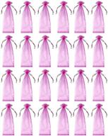 🍷 sheer organza wine bags (pink, 14.7 x 5.2 in, pack of 24) logo