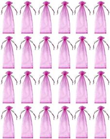 img 4 attached to 🍷 Sheer Organza Wine Bags (Pink, 14.7 x 5.2 in, Pack of 24)