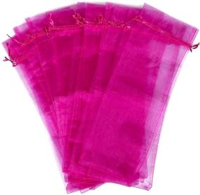 img 1 attached to 🍷 Sheer Organza Wine Bags (Pink, 14.7 x 5.2 in, Pack of 24)