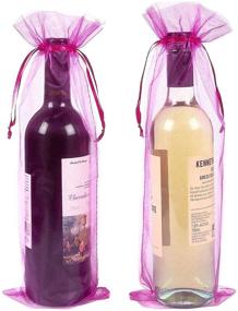 img 3 attached to 🍷 Sheer Organza Wine Bags (Pink, 14.7 x 5.2 in, Pack of 24)