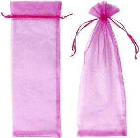 img 2 attached to 🍷 Sheer Organza Wine Bags (Pink, 14.7 x 5.2 in, Pack of 24)