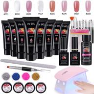 💅 professional poly nail gel kit with 6w led nail light - mysweety 8pcs nail enhancement builder, top coat, base coat, slip solution, painting gel & brushes logo