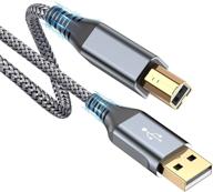 🔌 кабель для принтера usb 2.0 high speed, 10 футов - sweguard тип a мужской к b мужской - совместим с hp, canon, dell, epson, brother, lexmark, xerox, samsung, piano, dac - серый логотип