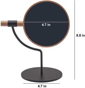img 3 attached to 🪞 YEAKE Desk Table Mirror with Mental Stand: Small Wooden Desktop Mirror for Makeup - 3X Magnification, 360° Rotation (Black)