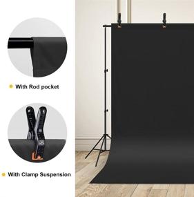 img 1 attached to 📸 7x10ft Black Photography Backdrop, CPLIRIS Collapsible Black Screen Curtain with 3 Spring Clamps for Photoshoot, Party and Video - Ideal for Professional Shots!