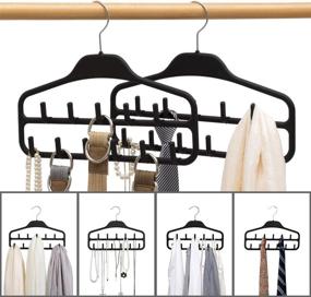 img 3 attached to 👔 Maximize Closet Space with Sturdy Belt Hanger Rack: 360 Degree Swivel, 11 Large Hooks, Non-Slip Rubberized Storage - Black