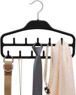 👔 maximize closet space with sturdy belt hanger rack: 360 degree swivel, 11 large hooks, non-slip rubberized storage - black логотип