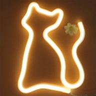 🐱 captivating led cat neon signs lights: eye-catching wall decor for rooms, bars & parties - battery or usb operated - perfect for christmas, weddings, birthdays, kids and girls room - warm white cat логотип