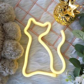 img 2 attached to 🐱 Captivating LED Cat Neon Signs Lights: Eye-Catching Wall Decor for Rooms, Bars & Parties - Battery or USB Operated - Perfect for Christmas, Weddings, Birthdays, Kids and Girls Room - Warm White Cat