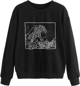 img 4 attached to 👽 Womens Casual Long Sleeve Pullover Sweatshirt with Alien Patch - SweatyRocks Shirt Tops