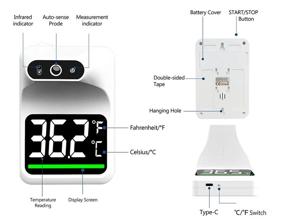 img 3 attached to 🌡️ Non-Contact Wall Mounted Thermometer for Public Areas - SmileCare Automatic Infrared Forehead Thermometer, Accurate Instant Readings, LCD Display, Fever Alarm