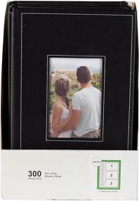 img 2 attached to DesignOvation Debossed Black Faux Leather Photo 📸 Album Set: Holds 300 4x6 Photos (Pack of 4)
