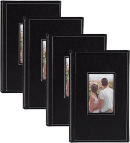 img 4 attached to DesignOvation Debossed Black Faux Leather Photo 📸 Album Set: Holds 300 4x6 Photos (Pack of 4)