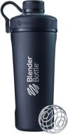 🥤 insulated stainless steel water bottle with wire whisk - blenderbottle radian shaker cup, 26-ounce, matte black logo