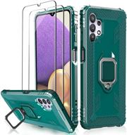 📱 milomdoi case for samsung galaxy a32 5g - green | military grade protection with finger ring holder and kickstand | includes 2 pack screen protector logo