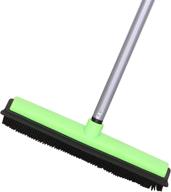 efficient pet hair removal: lcf rubber broom carpet rake with squeegee - heavy duty 48.82'' bristles sweeper for outdoor carpets, perfect for dog hair - green logo