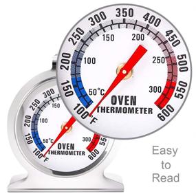 img 2 attached to Anvin Oven Thermometers: Large Dial Grill Monitoring Cooking Thermometer - Dual Scale 50-300°C/100-600°F for BBQ Baking - Durable Steel - Pack of 2