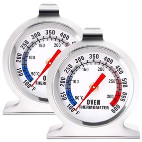 img 4 attached to Anvin Oven Thermometers: Large Dial Grill Monitoring Cooking Thermometer - Dual Scale 50-300°C/100-600°F for BBQ Baking - Durable Steel - Pack of 2