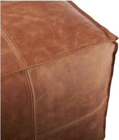 img 3 attached to Brown Moroccan Pouf - Genuine Goatskin Leather - Bohemian Living Room Decor - Hassock & Ottoman Footstool - Large Square Ottoman Pouf - Unstuffed - LEATHEROOZE