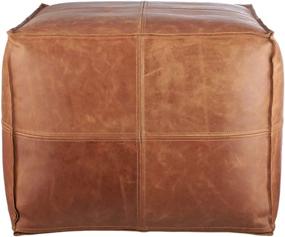 img 2 attached to Brown Moroccan Pouf - Genuine Goatskin Leather - Bohemian Living Room Decor - Hassock & Ottoman Footstool - Large Square Ottoman Pouf - Unstuffed - LEATHEROOZE