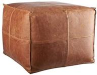 brown moroccan pouf - genuine goatskin leather - bohemian living room decor - hassock & ottoman footstool - large square ottoman pouf - unstuffed - leatherooze logo