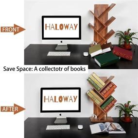 img 2 attached to 📚 HALOWAY Tree Bookshelf: 4-Tier Rustic Brown Storage Organizer for Office, Home, and School Shelf Display of Books, CDs, and Magazines