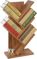 📚 haloway tree bookshelf: 4-tier rustic brown storage organizer for office, home, and school shelf display of books, cds, and magazines логотип