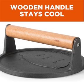 img 2 attached to 🔥 Enhance Your Grilling Experience with the Commercial Chef 7-Inch Pre-Seasoned Cast Iron Press featuring Easy Grip Wooden Handle and Grill Marks - Perfect Round Grilling Accessory!