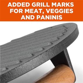 img 1 attached to 🔥 Enhance Your Grilling Experience with the Commercial Chef 7-Inch Pre-Seasoned Cast Iron Press featuring Easy Grip Wooden Handle and Grill Marks - Perfect Round Grilling Accessory!